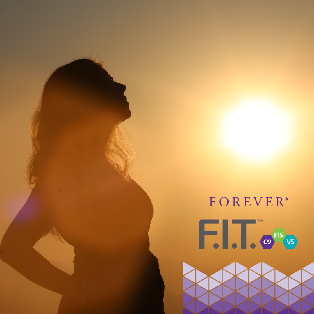 Logo Programma Fit Forever Living con sfondo tramonto